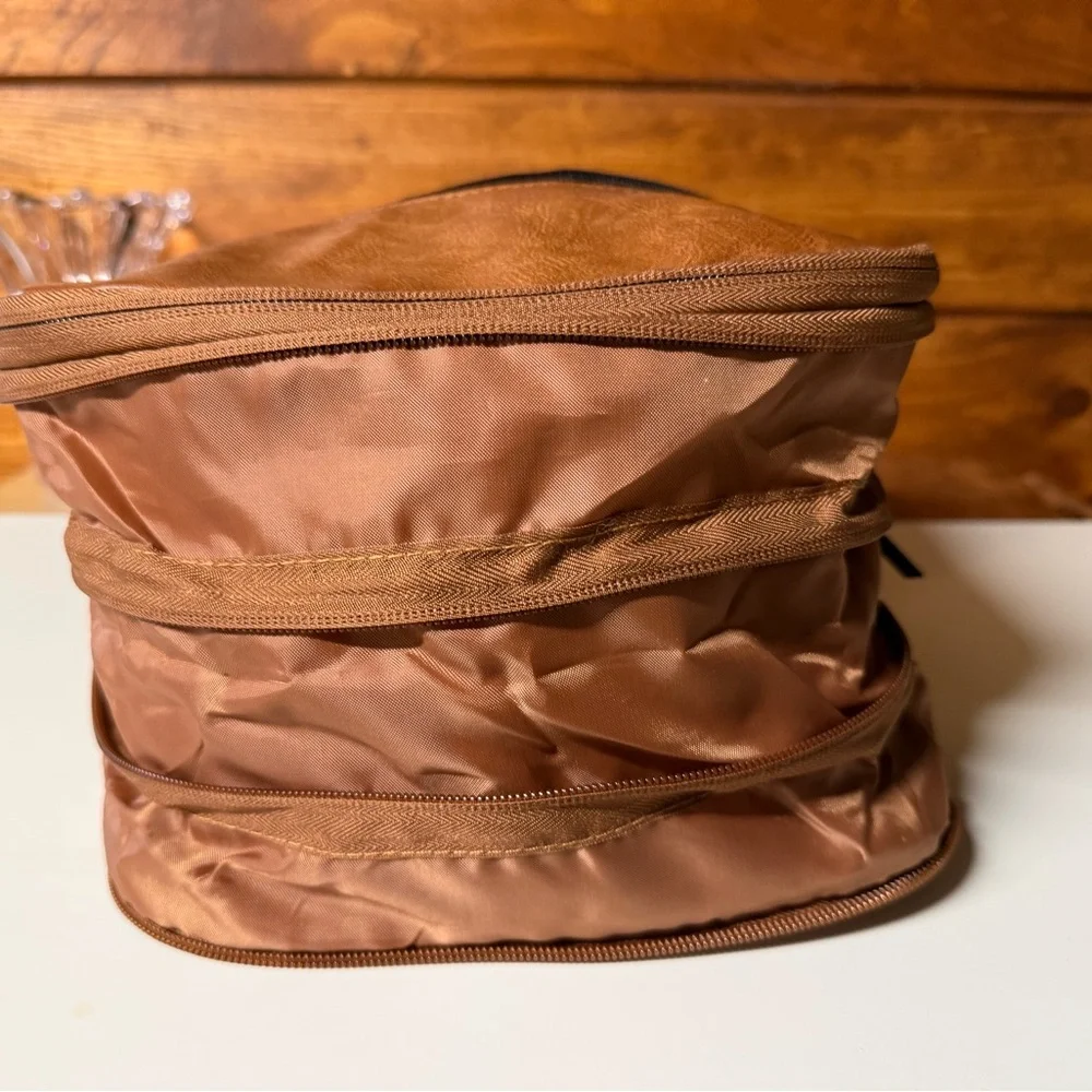 Brown and Black Faux Leather Packing Cube